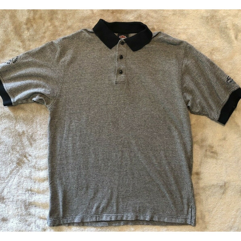 Harley Davidson Shirt Men's Large Short Sleeve Polo Shirt collar